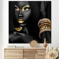 thumbnail image 2 of Girl Canvas, African Art, Abstract Art Canvas, Woman Printed Canvas, Black Woman Art Canvas, Gold Printed, Gold Make up Canvas Art, Canvas Wall Decor - White Framed, 2 of 5
