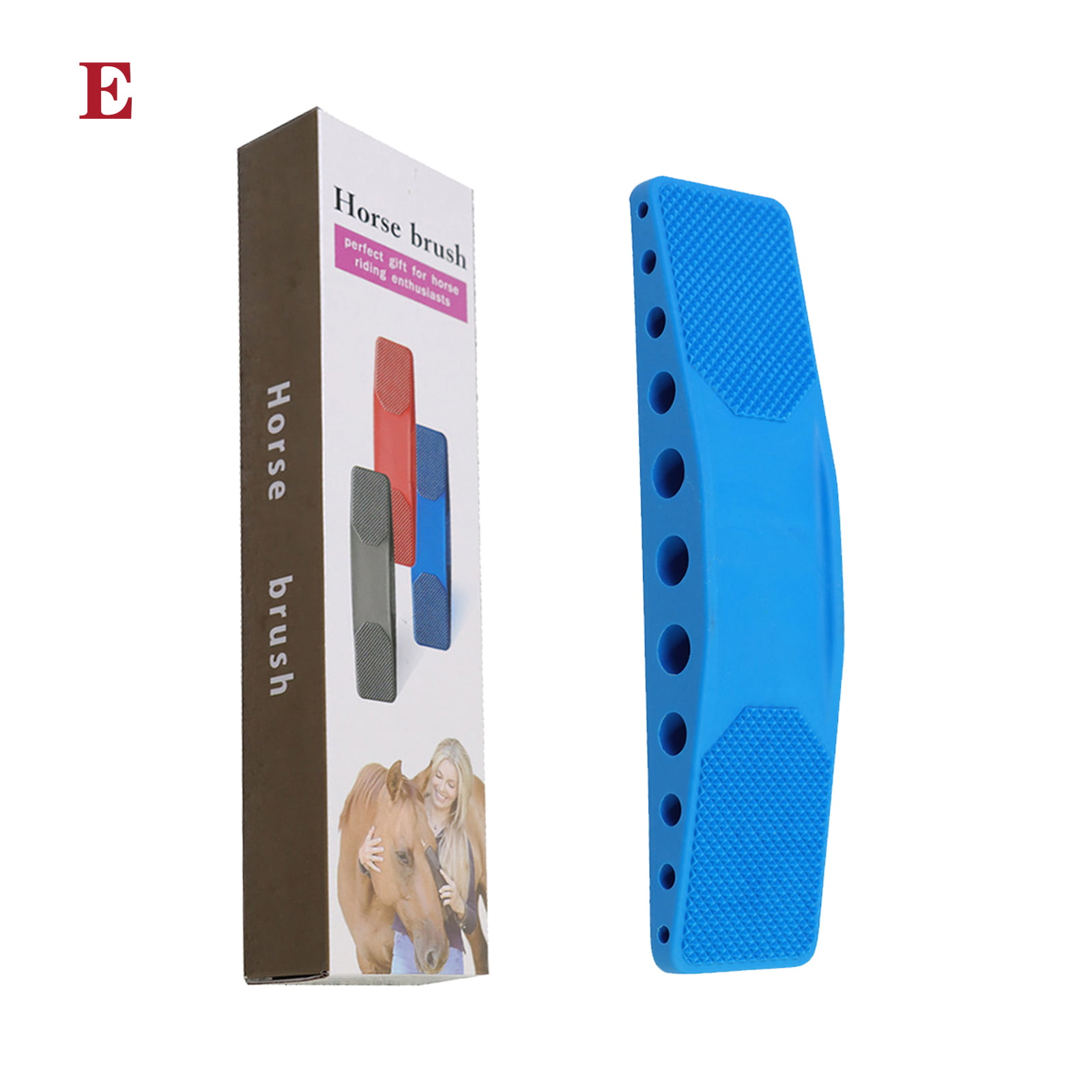 Rubber Massage Grooming Comb Horse Soft Comfort Sweat Removing Equestrian Brush 