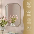 thumbnail image 6 of MOON MIRROR 30"x40" Scalloped Mirror for Bathroom, Brass Antique Stainless Steel Framed Wall Mirrors, Traditional Octagon Vanity Mirror, Metal Ornate Mirror for Living Room Fireplace Entryway, 6 of 8