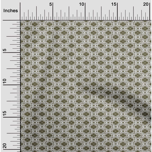 oneOone Polyester Lycra Dark Olive Green Fabric Geometric Check Fabric For Sewing Printed Craft Fabric By The Yard 56 Inch Wide
