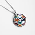thumbnail image 4 of Flower Butterfly Elegant Glass Circular Pendant Necklace Jewelry, 4 of 5