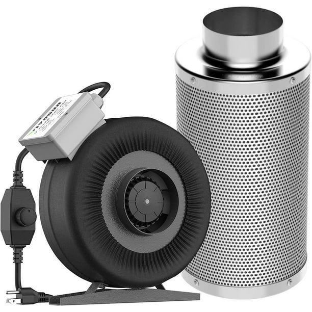 VIVOSUN 4In 203CFM Charcoal Inline Duct Fan with 4"x14 ...