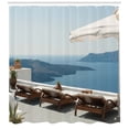 thumbnail image 3 of Ambesonne Greek Shower Curtain, Caldera View Santorini, 69"Wx70"L, Blue White and Green, 3 of 3