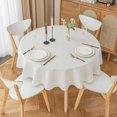 thumbnail image 3 of Round Tablecloth - 60-inch Dia Water Resistant Polyester Table Cloth for Tabletop Decor, Off White, 3 of 5