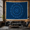 thumbnail image 6 of Blue Mandala in Concentric Rings, Mystical Boho for Meditation Lovers, Sacred Geometry Wall Art Housewarming Gift Tapestry Wall Hanging for Bedroom and Living Room, 6 of 7