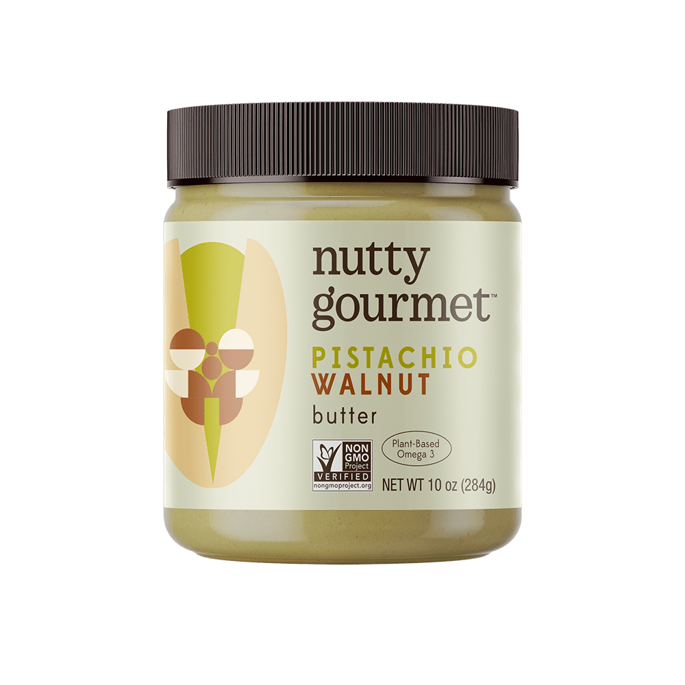 Nutty Gourmet Pistachio Walnut Butter - 10oz, 6-pack (Low-Sugar, Gluten-free, Peanut-free)