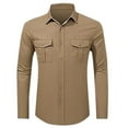 thumbnail image 6 of Sopiago Men's Linen Shirts Casual Button Down Shirt Men Long Sleeve Regular Fit Cotton Beach Shirts with Pocket Khaki,XL, 6 of 6