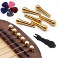 thumbnail image 1 of Guitar Bridge Pins 6pcs, Brass Endpin Pegs Fixed Cone, With Bridge Pin Puller Remover 5 Guitar Picks, 1 of 5