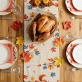 thumbnail image 5 of Fall Pumpkin Squirrel Table Runner - 60 Inch Long Thanksgiving Birds Maple Leaf Branch Cotton and Linen Blended Dress Scarves Farmhouse Table Runner for Kitchen Dining, Coffee Table, 13" x 60", 5 of 8
