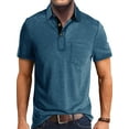 thumbnail image 1 of MAWCLOS T-Shirts pour Hommes Polo à Boutons Col à Revers Hauts d'Été Décontractés Plage Manches Courtes Blouse Bleu S, 1 of 4