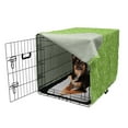 thumbnail image 2 of Irish Dog Crate Cover, Trifolium on Vertical Wavy Stripes with Dots Luck Fortune, Easy to Use Pet Kennel Cover for Medium Large Dogs, 35" x 23" x 27", Lime Green White, by Ambesonne, 2 of 6