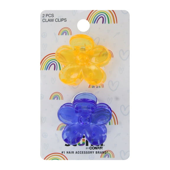 Scunci Flower Claw Hair Clips, Assorted Transluscent Colors, 2-Pieces