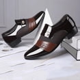 thumbnail image 4 of RuiJiao Men's Formal Leather Shoes Breathable Mesh Business Oxfords with Buckle Detail Comfortable Low Heel Dress Shoes, 4 of 9
