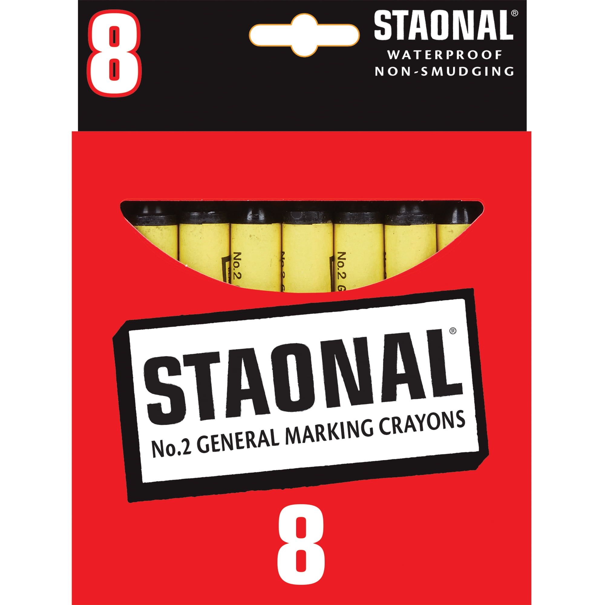 Crayola Staonal Marking Crayons, Black, 8 Per Pack, 6 Packs