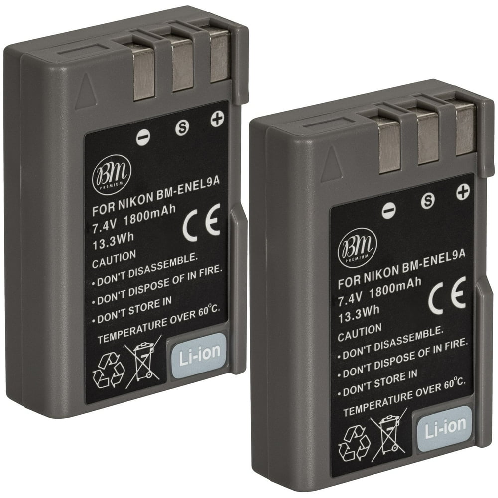 BM Premium 2 Pack of ENEL9, ENEL9A Batteries for Nikon D5000, D3000
