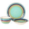 thumbnail image 5 of Gibson Home Rainbow Party 12 Piece Hand-Painted Multi-Color Stoneware Dinnerware Dish Set  - Green, 5 of 6