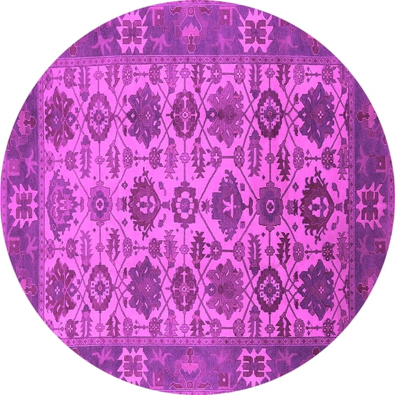 Ahgly Company Indoor Round Oriental Pink Industrial Area Rugs, 3' Round