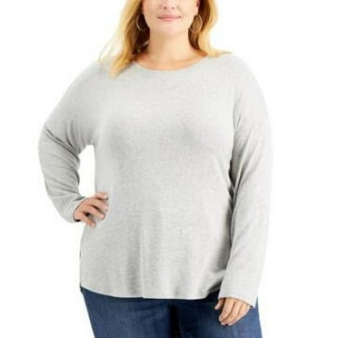 MSRP $45 Style & Co Plus Size Heathered Top Gray Size 2X