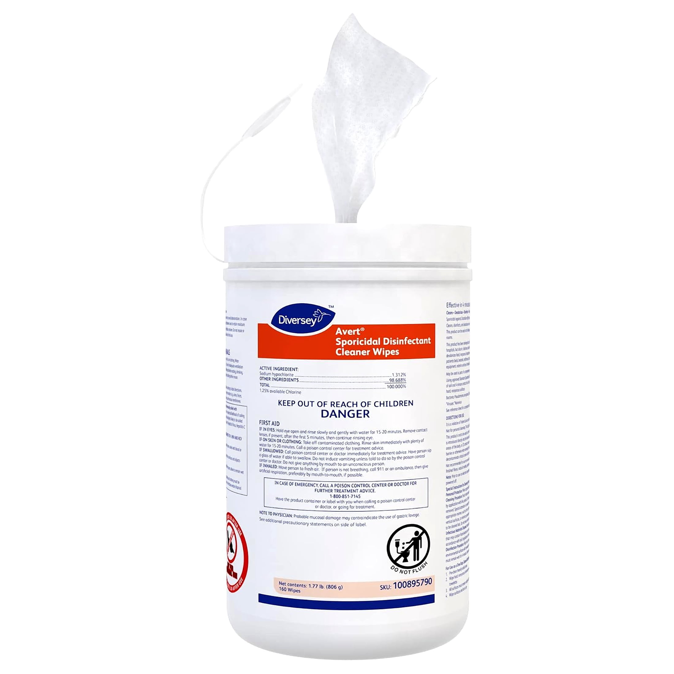 Avert Disinfecting Wipes, Canister, 6"x7", PK12 100895790