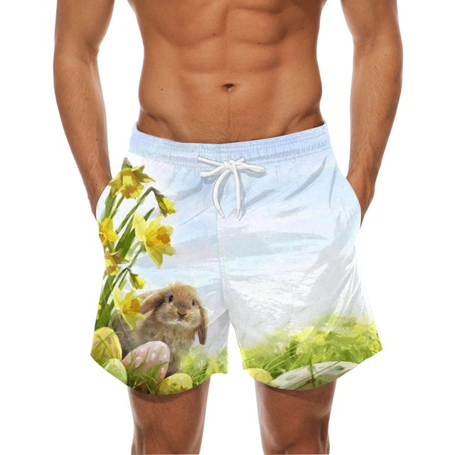 Aayomet Garçons Pâques Courts Imprimé Boucle de Poche Shorts (Bleu, M)
