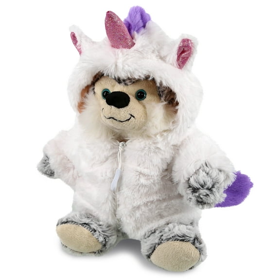 DolliBu Sitting Husky Unicorn Plush Stuffed Animal Toy - Super Soft Dogcorn Dress Up with Removable Plush Unicorn Outfit, Cute Fantasy Wildlife Gift - 9 Inch