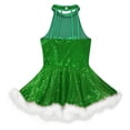 thumbnail image 4 of Jizyo Kids Girls Christams Outfits Miss Santa Claus Snowman Costumes Sequins Figure Ice Skating Leotard Dress Green 12, 4 of 5