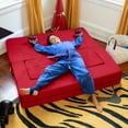 thumbnail image 2 of Jaxx Zipline Kids Sofa & Large Ottoman, 3 in 1 Fold Out Sofa, Big Kids Edition, Cherry, 2 of 10