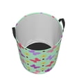 thumbnail image 2 of DouZhe Grands Paniers à Linge Pliables Imperméables, Papillons Colorés Imprimés de Fleurs Circular Hamper avec Poignées, 2 of 6