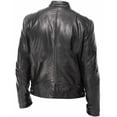 thumbnail image 4 of LYXSSBYX Leather Jackets for Men Men Vintage Cool Jacket Leather Long Sleeve Winter Stand Collar Club Coat, 4 of 6