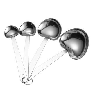 ✪ 4pcs Stainless Steel Heart Shaped Measure Measuring Spoons Cooking Baking  Cup 
