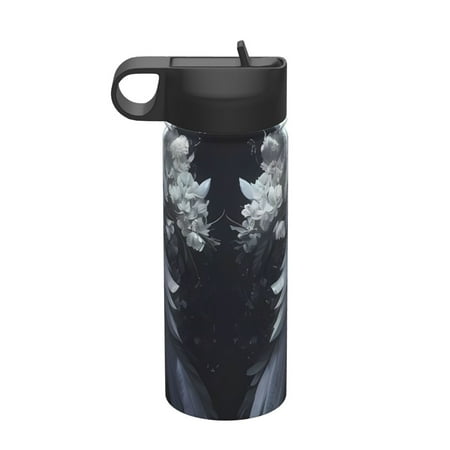 

Picia Elegant Feathered Floral Wings Pattern 18oz Sports Insulated Kettle With Straw Insulated Water Bottle For Running Hiking Cycling Climbing Men S Woman Insulated Water Bottle