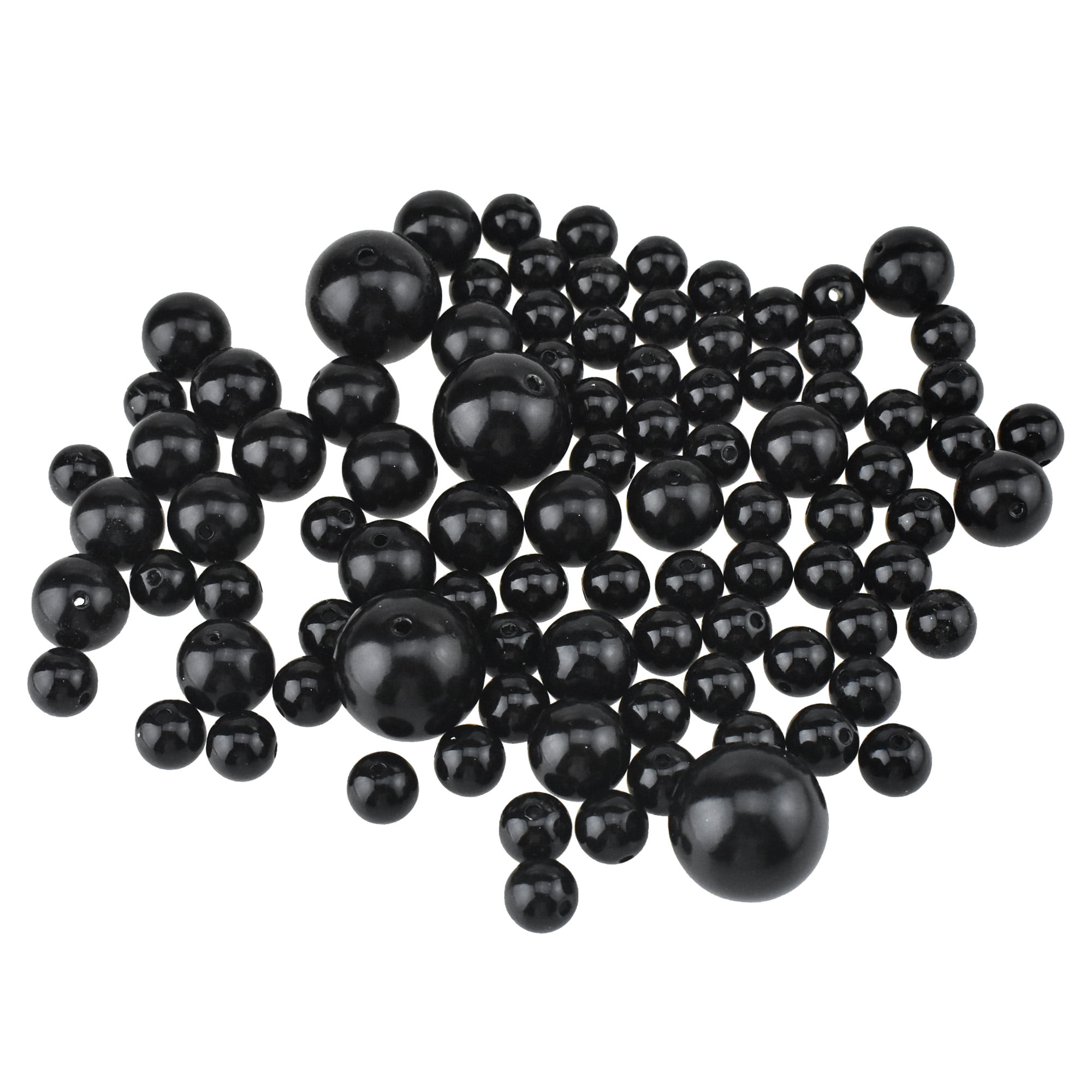 Plastic Pearl Balls Vase Filler, 14mm, 20mm, 30mm, 84-Piece, Black