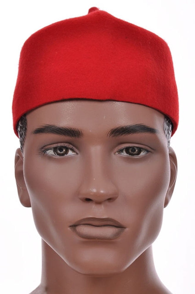 Red Nigerian Igbo Ozo Cap African Hat 