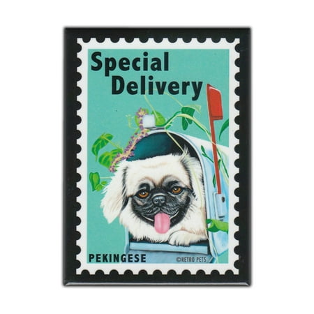 

Retro Pets Magnet Postage Stamp Dog Series Pekingese Vintage Advertising Art 2.5 x 3.5