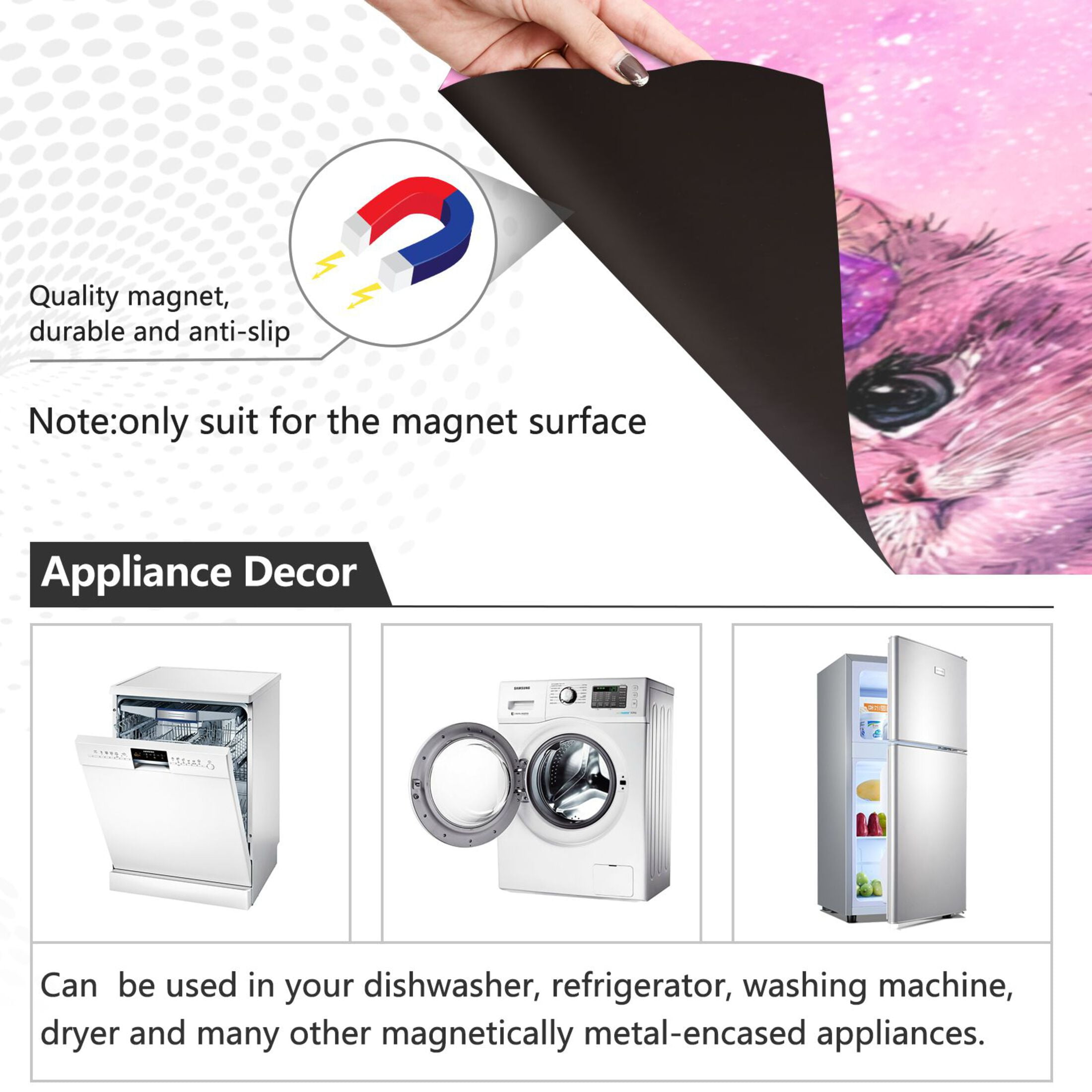 Dishwasher Magnetic Refrigerator Magnet Cover Sticker Home Decorative 23"x26" Adorable Orange Cat Pattern