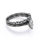thumbnail image 3 of JeenMata Anillo Solitario de Talla Marquesa de 1,75 Quilates Conjunto de Boda Festoneado Estilo Art Déco: Baño de Oro Negro de 18 K sobre Plata (Personaliza la Banda de Tu Anillo de Bodas), 3 of 6