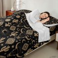 thumbnail image 3 of Erosebridal Black Brown Full Size Sheets, Hippie Aztec Moon Stars Bed Sheets, 4pcs 1 Flat Sheet, 1 Fitted Sheet and 2 Pillowcases, 3 of 5
