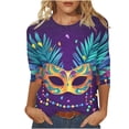 thumbnail image 2 of DDAPJ pyju Womens Mardi Gras Tops 2025, 3/4 Length Sleeve Shirts Carnival Mask Graphic Casual Fashion Style T-shirts Crew Neck Loose-Fitting Parade Blouses Birthday Gifts Multicolor XL, 2 of 5
