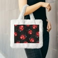 thumbnail image 6 of Wukai Beautiful Red Ladybug Print Plush Underarm Bag, Ladies Fluffy Shoulder Bag, Women Furry Flower Tote Bag Plush Handbag for Autumn and Winter, 6 of 7