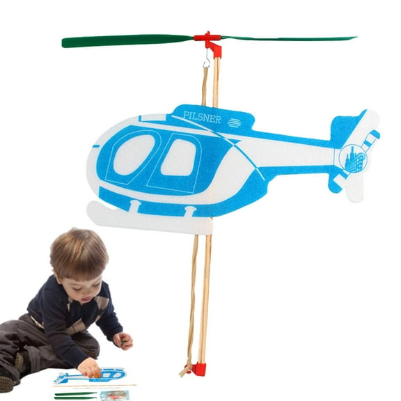 AOKAILA Flying Helicopter Toy Rubber Band Airplane Launch Toy Aircraft Assembly Playset For Ages 4-12 Beginner Hobbyists Collectibles active