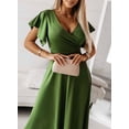 thumbnail image 6 of Asyoly  Wedding Guest Dresses for Women 2023 Deep V Neck Midi Rehearsal Dinner Long Dresses High Waist A Line  Dress, 6 of 6