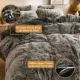 thumbnail image 7 of XeGe 3 Pieces Fluffy Plush Duvet Cover Set, Luxury Shaggy Comforter Cover with 2 Pillow Covers, Ultra Soft Faux Fur Bedding Set Velvet, Zipper Closure, King Size, Dark Gray Ombre, 7 of 7