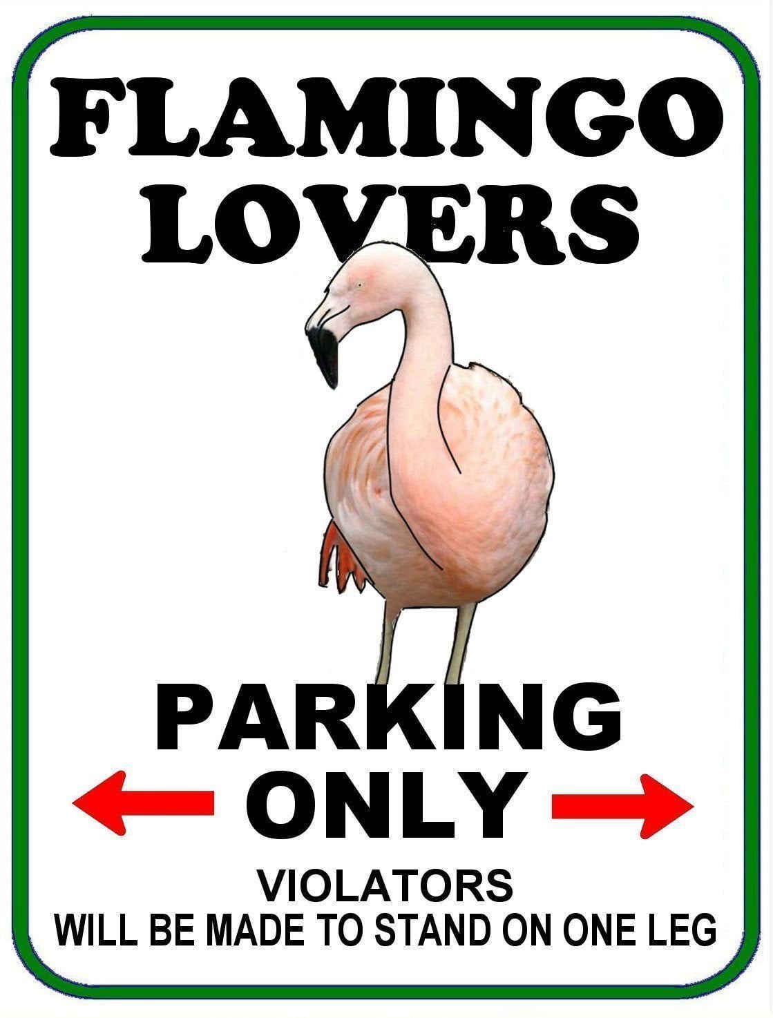 Flamingo Lovers Parking Only (v1) 11 inch by 9.5 inch Laminated Funny