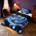 thumbnail image 2 of Manfei Traditional Eastern Dragon Animals Twin Comforter Sets,Flower Crane Bedding Set,Navy,Black Reversible,2-Piece,1 Comforter and 1 Pillowcase, 2 of 7