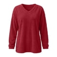 thumbnail image 4 of Yievot Women's Fleece Sweatshirts V Neck Long Sleeve Fall Top Solid Color Casual Warm Tunic Tops, 4 of 9