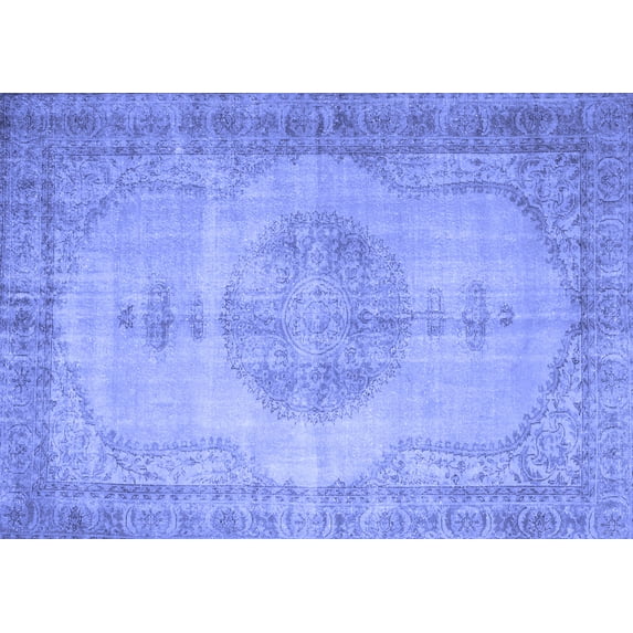 Ahgly Company Machine Washable Indoor Rectangle Abstract Blue Contemporary Area Rugs, 8' x 12'