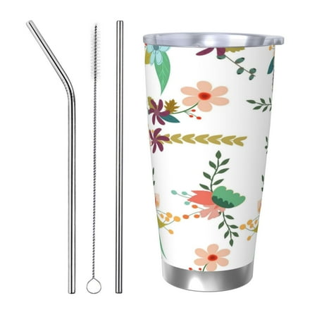 

Junzan Pretty Floral With Leaves for 20oz Stainless Steel Insulated Car Cup with Spillproof Lid - Insulated Coffee Mug Thermal Cup-Straw Three-piece Set