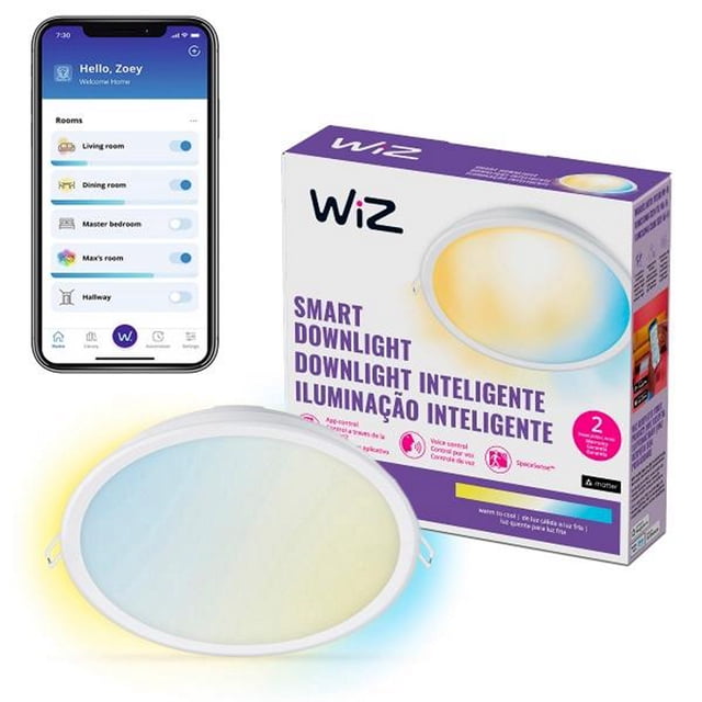 lámpara de techo inteligente wiz luz blanca dimeable 15 cm wifi