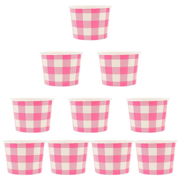 FUEENIRVA Pink Paper Bowls for Ice Cream and Pudding Outdoor Use 10Pcs