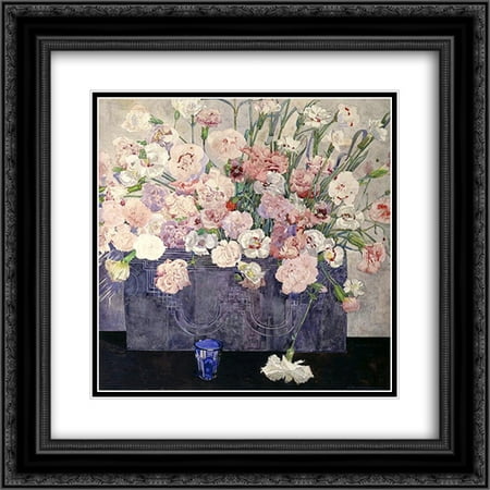 - Charles Rennie Mackintosh 2x Matted 20x20 Black Ornate Framed Art Print 'Pinks'